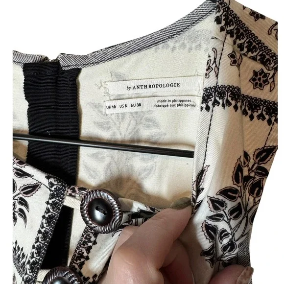 Anthropologie White Midi Dress with Black Print - Picture 4 of 10